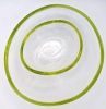 Neat Mod-Style Transparent Green Rim Nesting Glass Bowls | 7.2" x 5.74" x 2.5" & 10.6" x 9.5" x 4" - 2