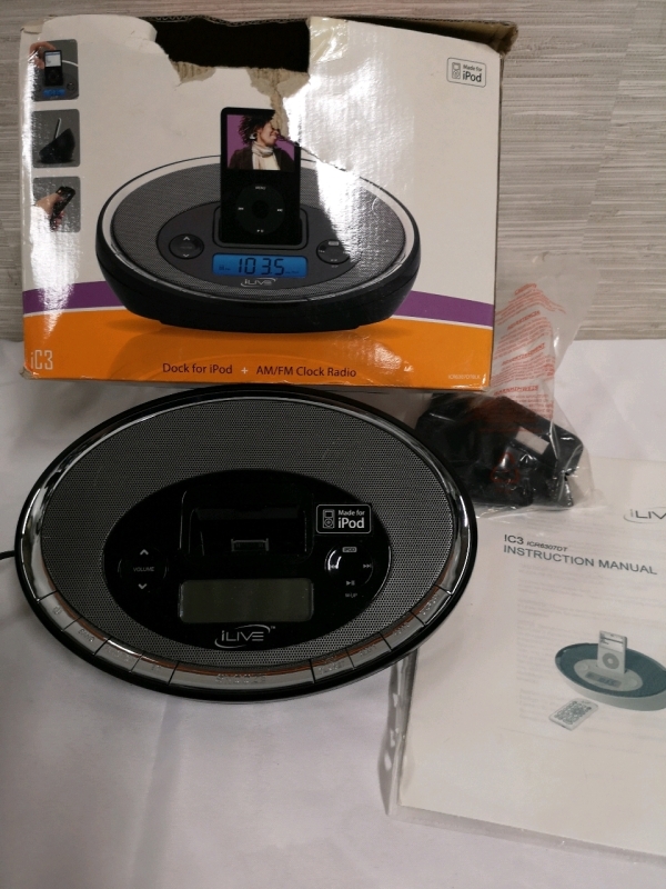 iLive iPod Docking Station + AM/FM Clock Radio - Working