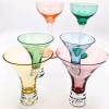 4 Colorful Artland Cocktail Glasses & 2 Tall Pink & Green Cocktail Glasses with Applied Twisted Clear Glass Stems | 4" - 7" Tall - 2