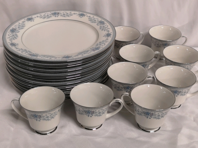 Vintage Noritake Blue Hill Pattern Plates & Cups