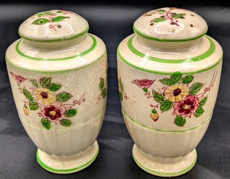 2 Vintage Ceramic Handpainted Japan Sugar Shakers | 5.25" Tall ea