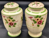 2 Vintage Ceramic Handpainted Japan Sugar Shakers | 5.25" Tall ea