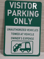 New "Visitor Parking Only" Metal Sign - 1ft X 8"