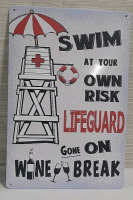 New Lifeguard Metal Sign - 1ft X 8"