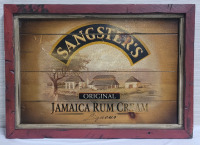 SANGSTER'S Original Jamaica Rum Cream Liqueur Wood Bar Sign . Measures 24"×17"