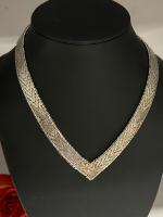 925 Sterling Woven Chevron Wide Necklace PREMEX MP76