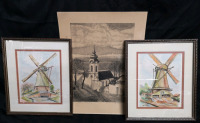 2 Vintage Watercolour Originals "Holland Sails" Signed Dorothy Vokey + Print