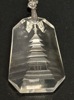 Japan Reverse Crystal Pagoda Pendant Signed