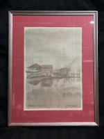 Vintage Framed Print "Misty Morn At Mystic" by Paul Norton