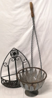 Vintage Metal Fruit Bowl, Rug Duster + Wall Shelf