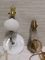 2 Vintage Wall Sconces - Glass & Milk Glass - Working