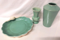 Vintage Vases + Plate - West Germany Vase, USA Vase & West Coast Pottery Plate