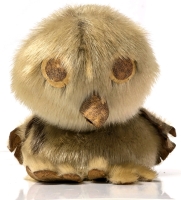 Vintage Inuit Oopik Owl Plush Made of Harp Seal Fur & Skin | 5" Tall