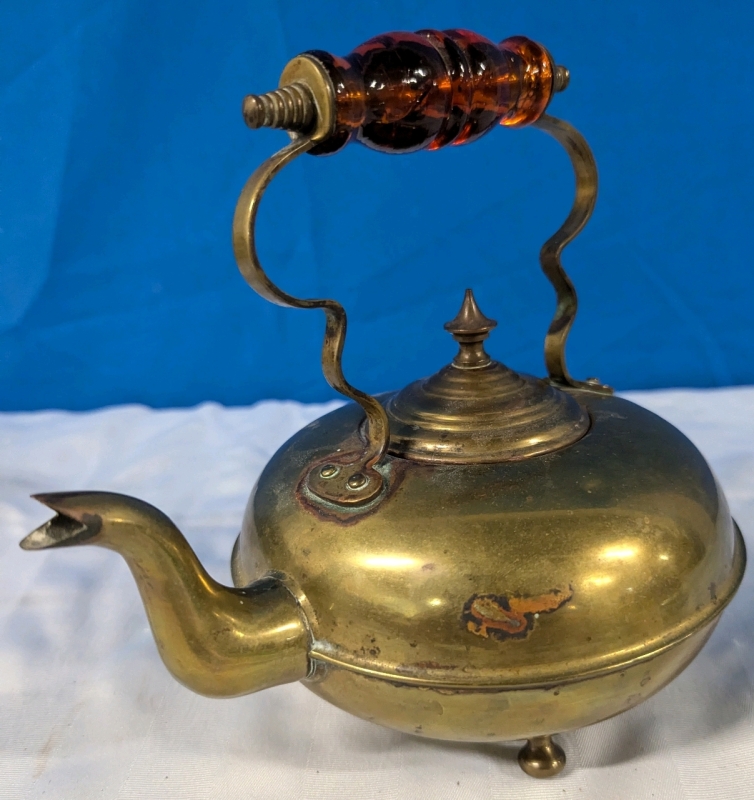 Vintage Metal Teapot. 8" Tall with Handle.