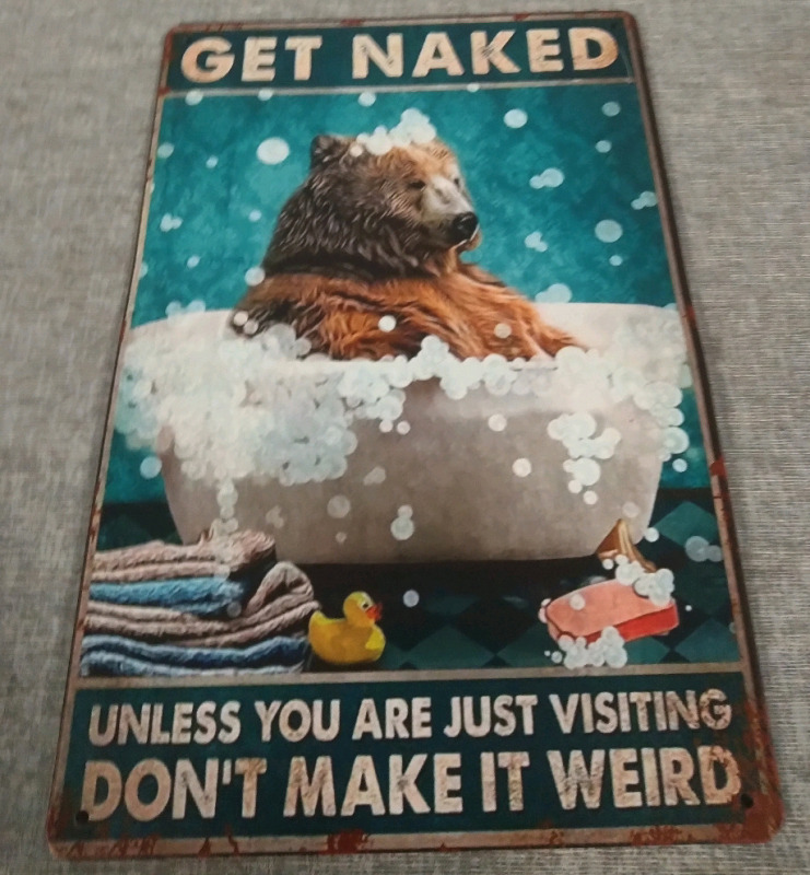 New "Get Naked" Metal Tin Sign 12x8"