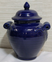 Chino Pottery Cobalt Blue Urn with Lid . Measures 8 3/4" tall . No chips or cracks