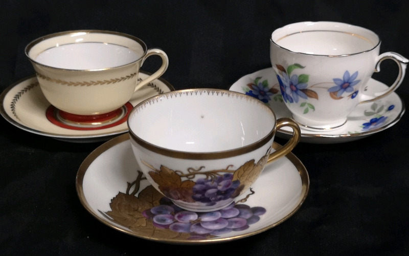 3 Vintage Cups & Saucers - Royal Austria, Duchess & Noritake