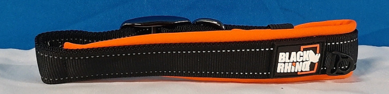 New Black Rhino Dog Collar - Medium, Orange 8"