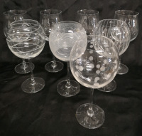 6 Wine Glasses - 9 to 9.5" Tall