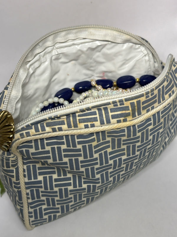 Patterned Vintage Clutch Makeup Bag with Content