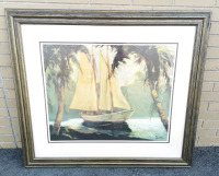 Large Vintage Framed Print - Signed - 41.5" W & 37" H