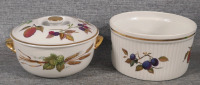 2 Vintage Royal Worcester- Evesham Porcelain Casserole Dish & Serving Bowl