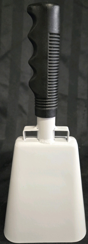 New | White Handheld CowBell ( 10" Long )