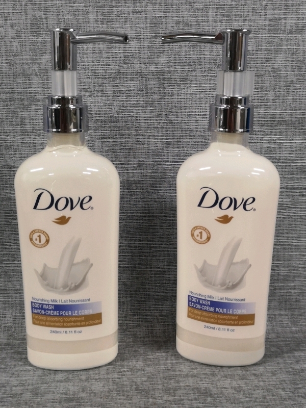 2 New Dove Professional Nourishing Milk Body Wash - 240 mL