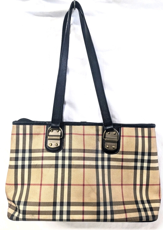 Small Burberry Zip-Top Purse / Tote Bag | 13.75" x 5.25" x 9", Handle has a 10.25" Drop