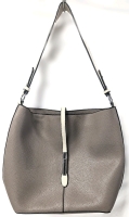 Great Zip-Top Blush Pebbled PU Leather Bucket Bag with Magnetic Top Closure | 10" x 4.5" x 10.75" / Handle Drop 11"