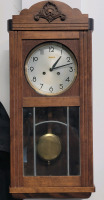 Vintage Forestville Wind-Up Pendulum Wall Clock w/Key . Measures 13 1/8"×29 3/4"×5" . Please Read Description .