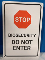 New Stop Biosecurity Metal Sign - 12" X 8"