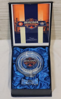 New - 2023 NHL Hockey Heritage Classic EDM/CGY Crystal Puck with Stand by Fanatics . Official Game Used Ice Inside Pick .