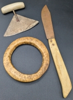 Vintage Inuit Ulu Knife, Copper Knife & Primitive Bangle | Bangle and Both Handles Made of Natural Material