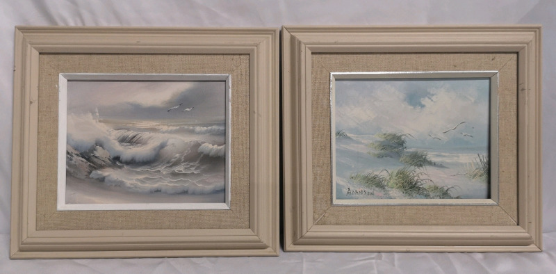 2 Vintage Framed Paintings on Canvas - 16 by 14" Signed