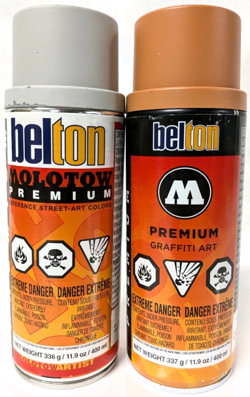 New Belton Molotow Premium Reference Street-Art Colors | LIGHT GREY NEUTRAL & ORANGE BROWN MIDDLE | 400ml ea