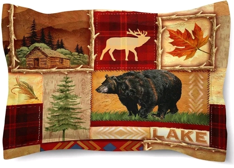 New Laurel Home LODGE COLLAGE Comforter Sham | 20" x 26" | 100% T200 Cotton | Retails for Over $50!