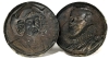 Large Oversized Vintage Decorative Brass Coins of Christopher Columbus & King Henry IV of France | 15" Diameter x 0.75" Deep - 3