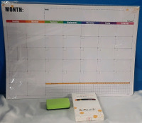 New Bee Planner Erasable Monthly Planner - Comes Included w/ 2pc Wet Erase Markers 3pc Dry Erase Markers + Eraser