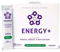 New Amare Energy+ All Natural Mental Energy & Motivation Dietary Supplement | Flavour: Pomegranate Lime | 30 Sticks 7g ea | Retails for Over $50!