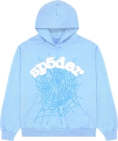 New Size Small SP5DER Streerwear Powder Blue Web Hoodie | Retails Between $70 - $700!