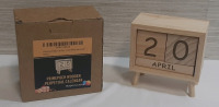 New Primepoch Wooden Perpetual Calendar - Comes Included w/ Three Month Blocks and two Day Blocks