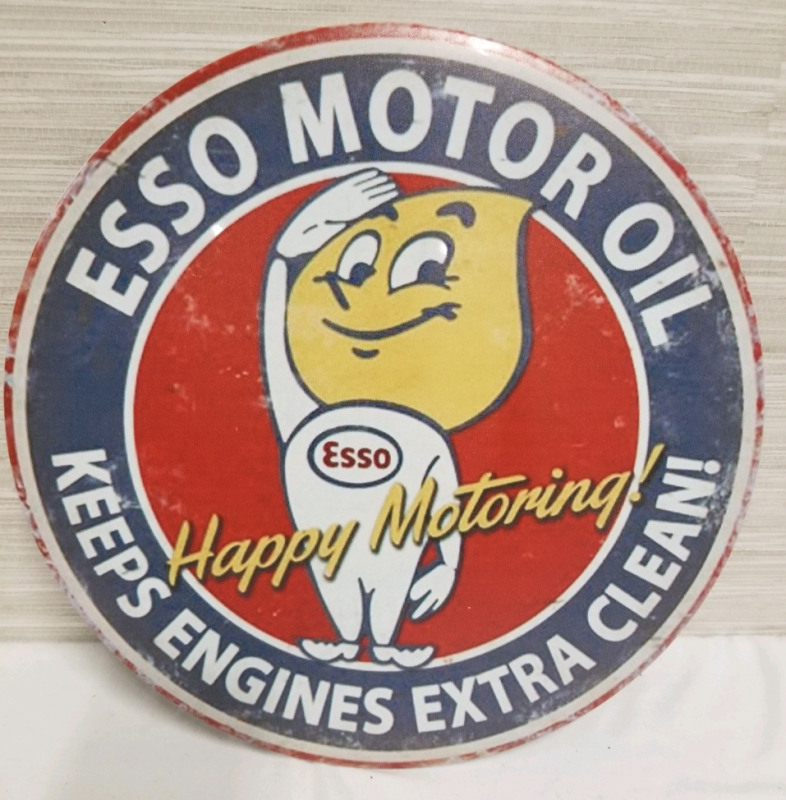 Round tin Esso Motor Oil Sign 12" in diameter