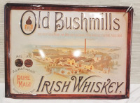 Old Bushmills Irish Whiskey tin sign 15 1/2" by 11".