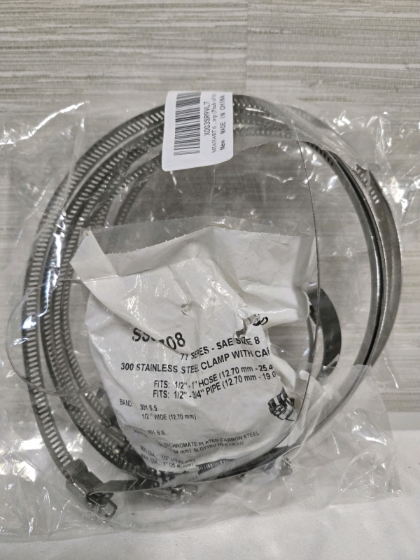 10 New | 300 Stainless Steel Banding Hose Clamps With Carbon Screw ( Diameter Ranges From ( 2.5" - 7" )