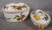 2 Vintage Royal Worcester- Evesham Porcelain Casserole Dishes with Lids