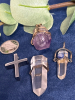 Quartz Crystal Wand Pendants Clear & Amethyst One Brazil Sterling & SSteel Classic Cross - 5