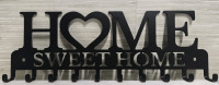 New | Metal Wall Hanging Clothing Hanger With 10 Hooks ( 10" Long ) | " Home Sweet Home "