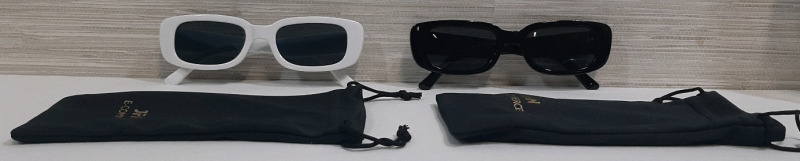 New 2pc JFAN Rectangular Sunglasses - Comes Included w/ 2 String Bags