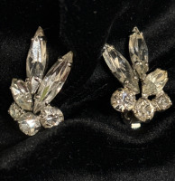 SHERMAN Early Signed Clear Crystal Rhine stone Earrings Also with PAT #